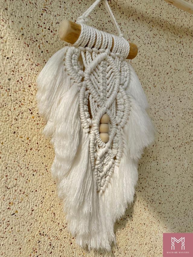 Macrame Feather Wall Decor | Handmade Boho Accent for Gallery Walls | Macrame Mastery | MM-MF-23121003